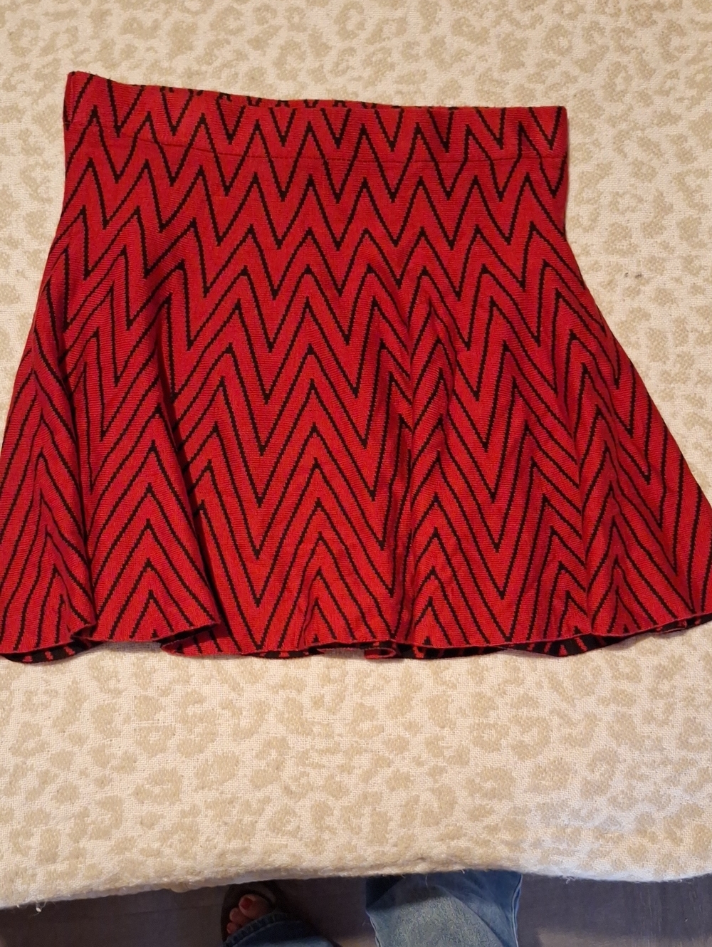 Candie's Red and Black Chevron Skater Skirt